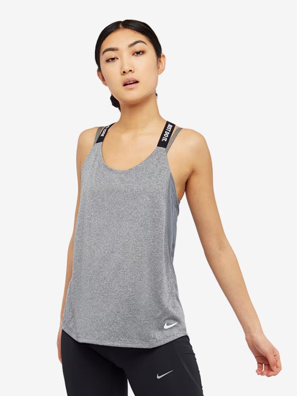 Nike Women's Carbon Heather Dri-FIT Elastika Crossback Training Tank Top Size M